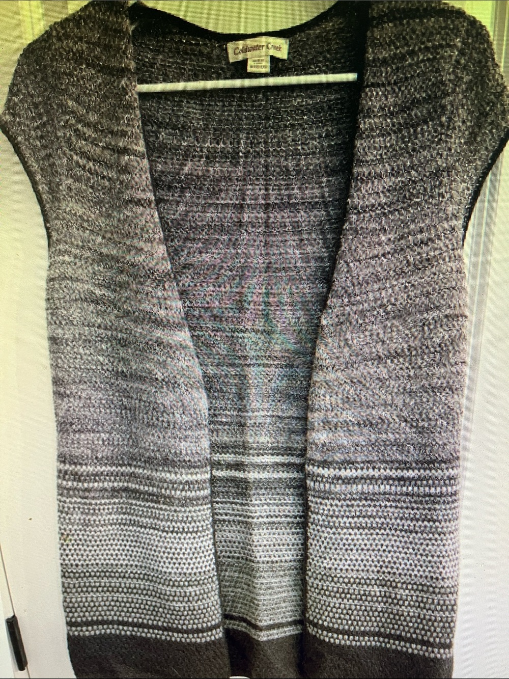 Coldwater Creek Women's Gray Ombre Open-Front Knit Vest